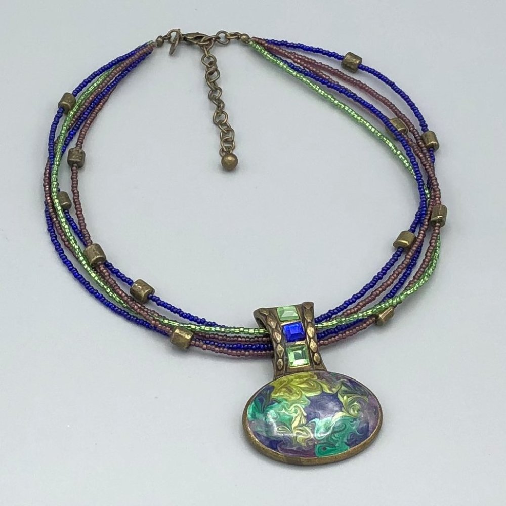 💐2/$15 Chico"s Multi Strand Bead Enamel Necklace